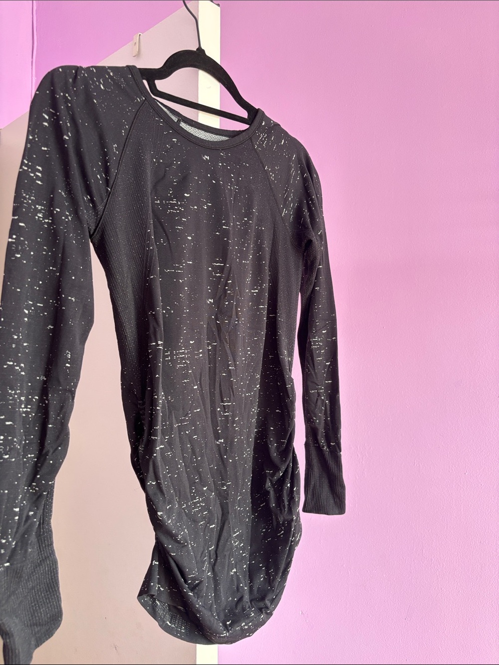 Athleta Black Speckled Long Sleeve Performance Top